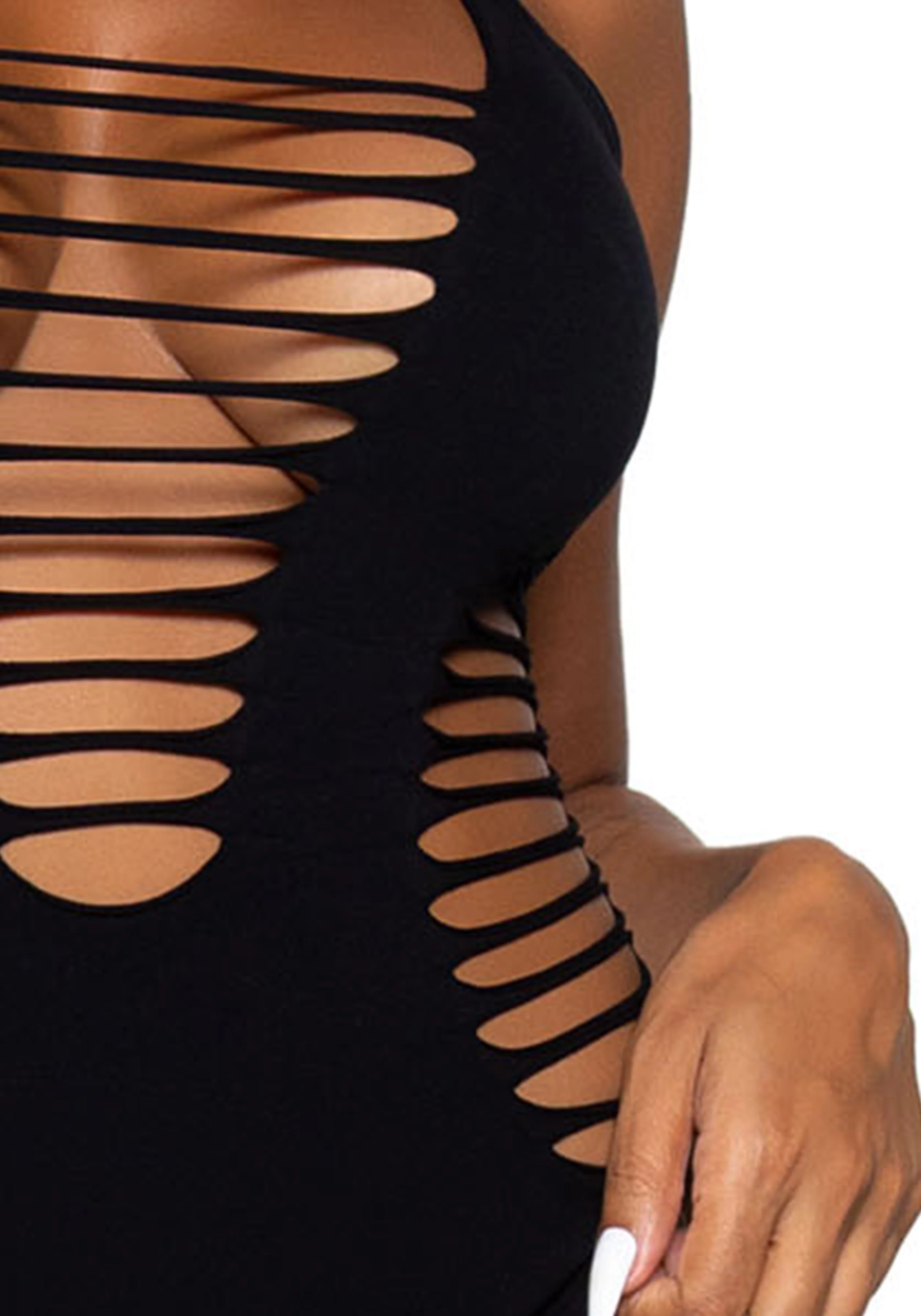 Shredded Racer Back Thong Bodysuit - Image 6