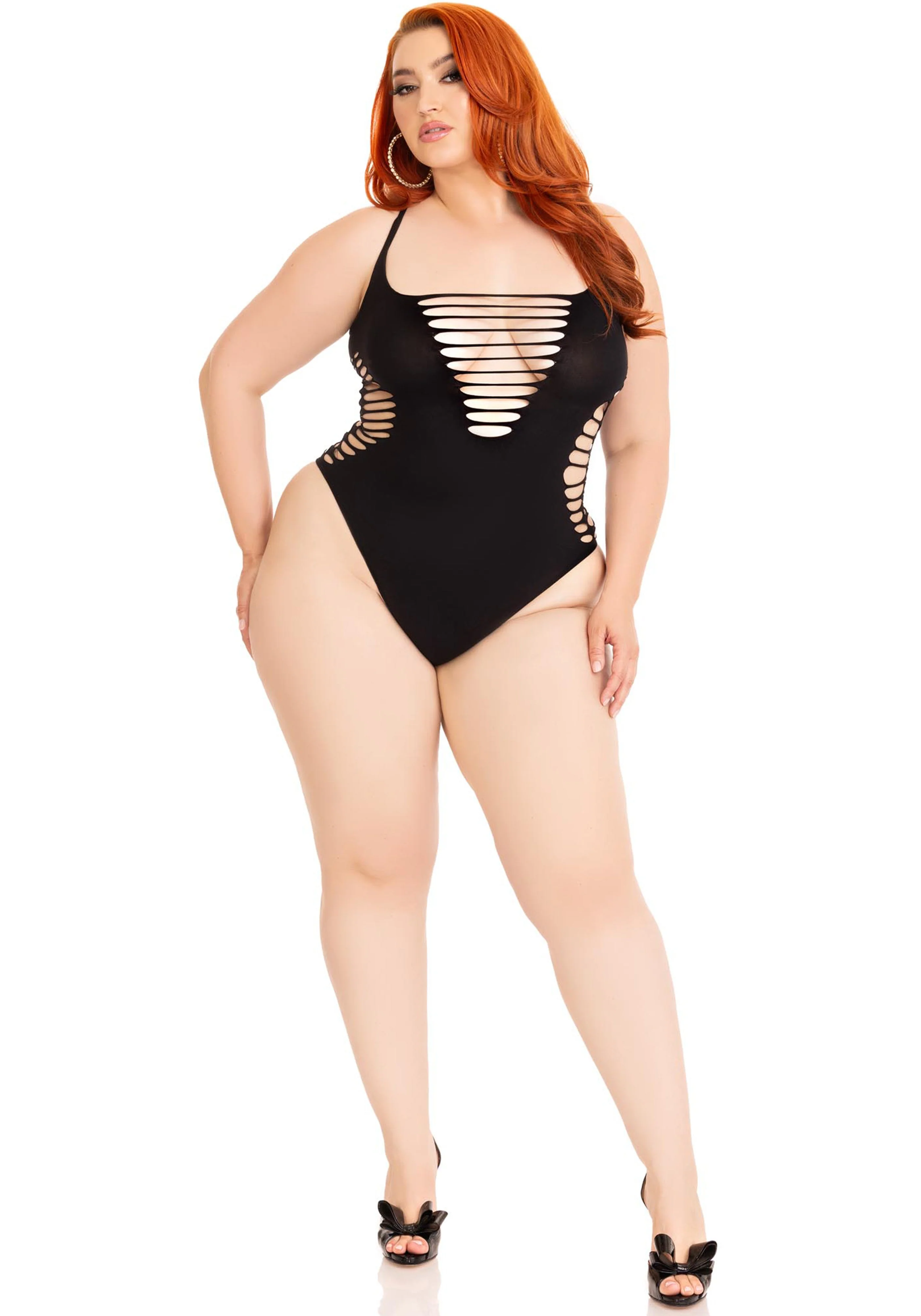 Plus Shredded Racer Back Thong Bodysuit - Image 6