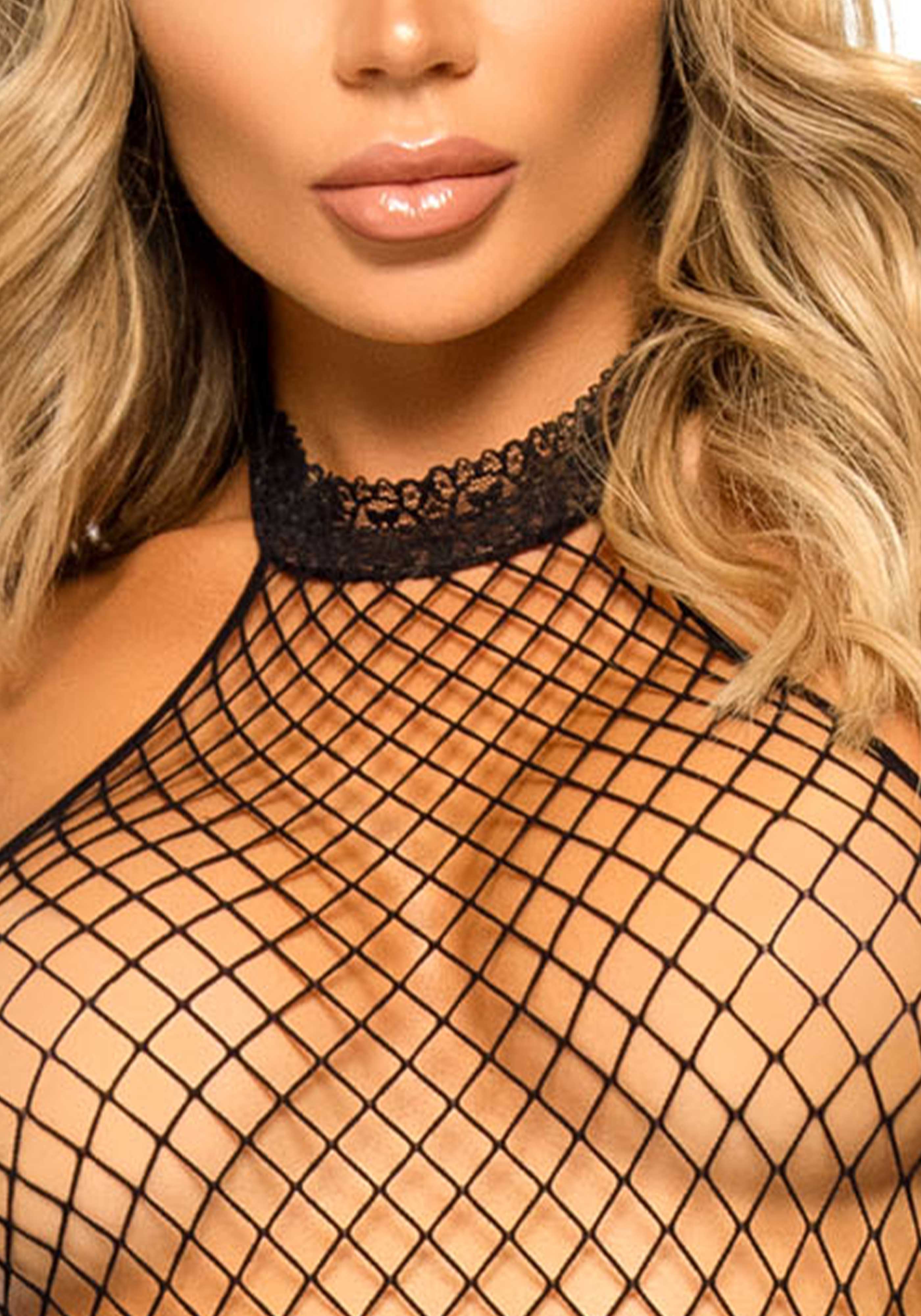 Net Racer Neck Backless Bodystocking - Image 17