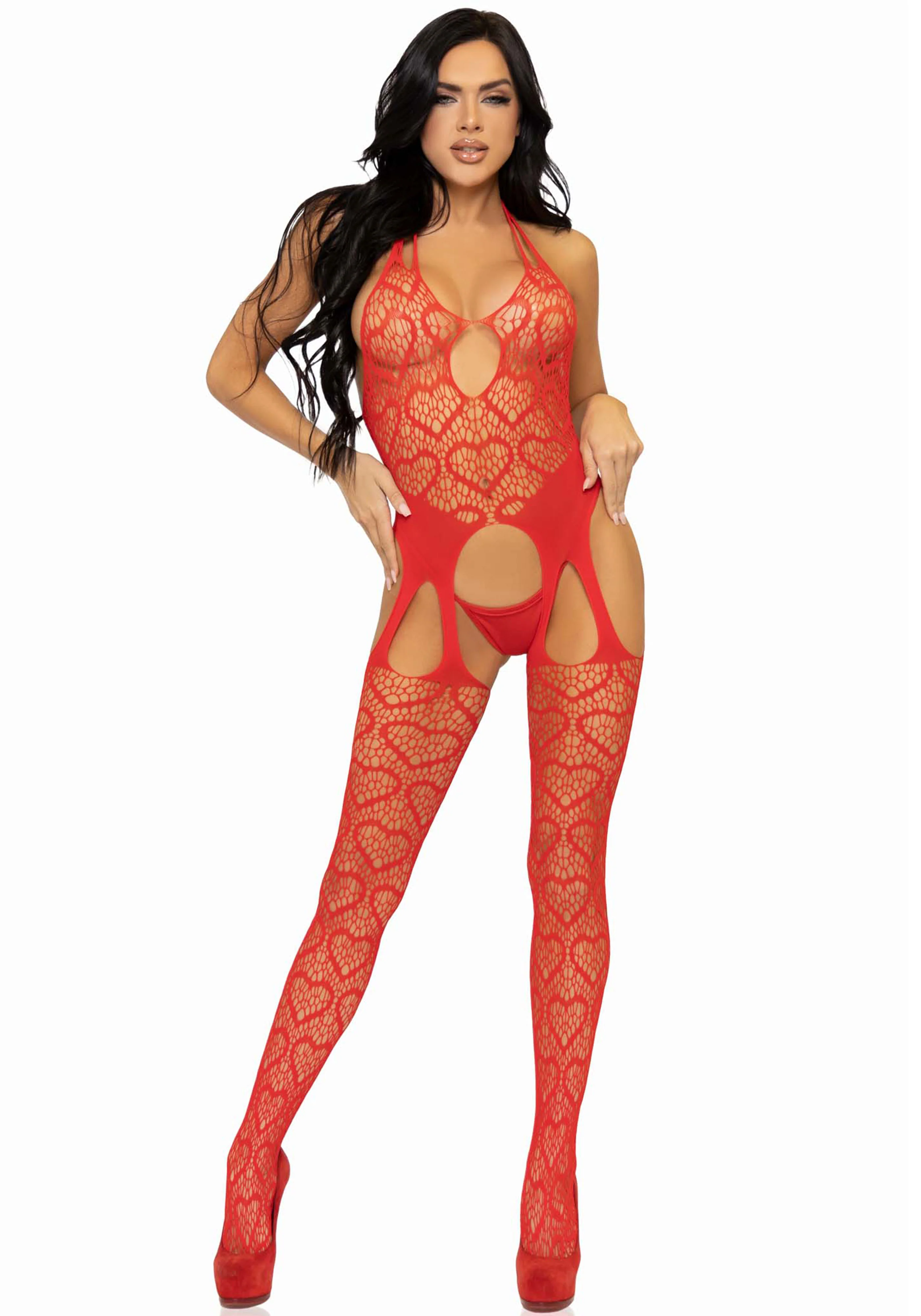 Seamless Heart Net Suspender Bodystocking - Image 20