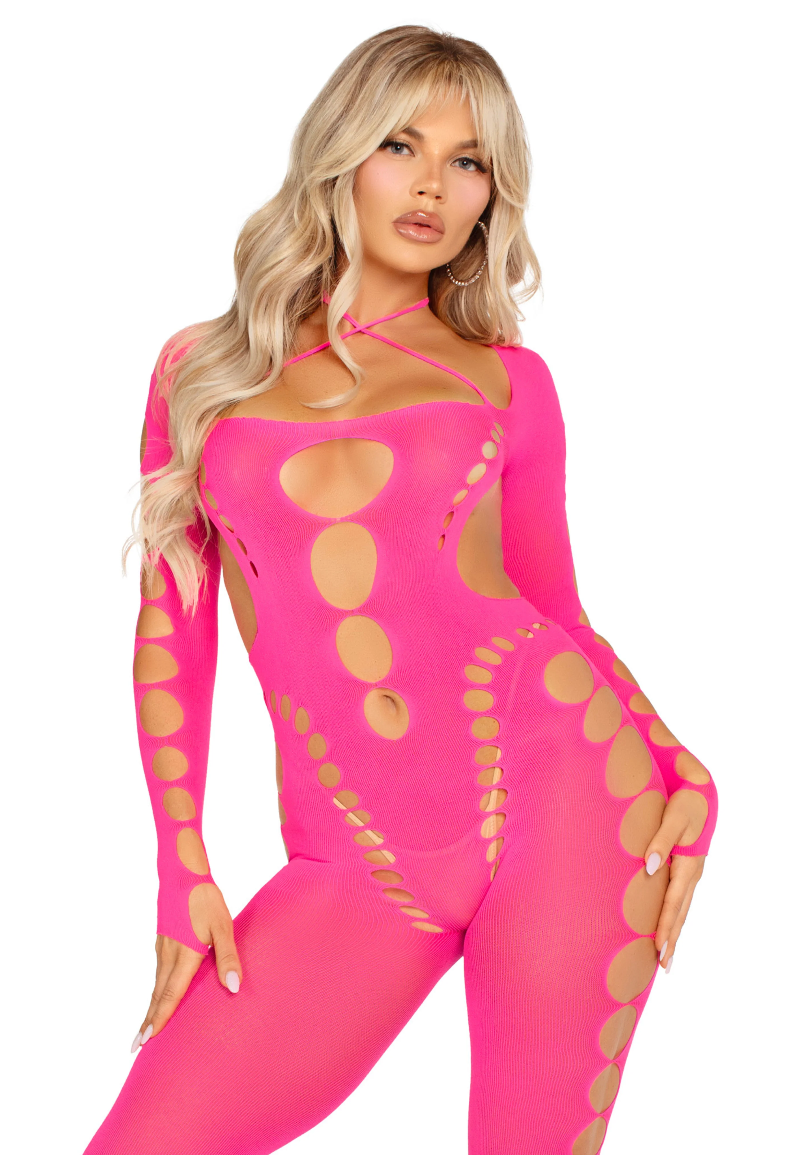 Opaque Cut-Out Footless Bodystocking - Image 14