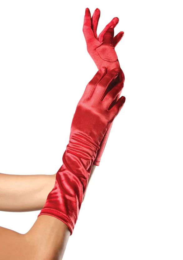 Elbow Length Satin Gloves - Image 3