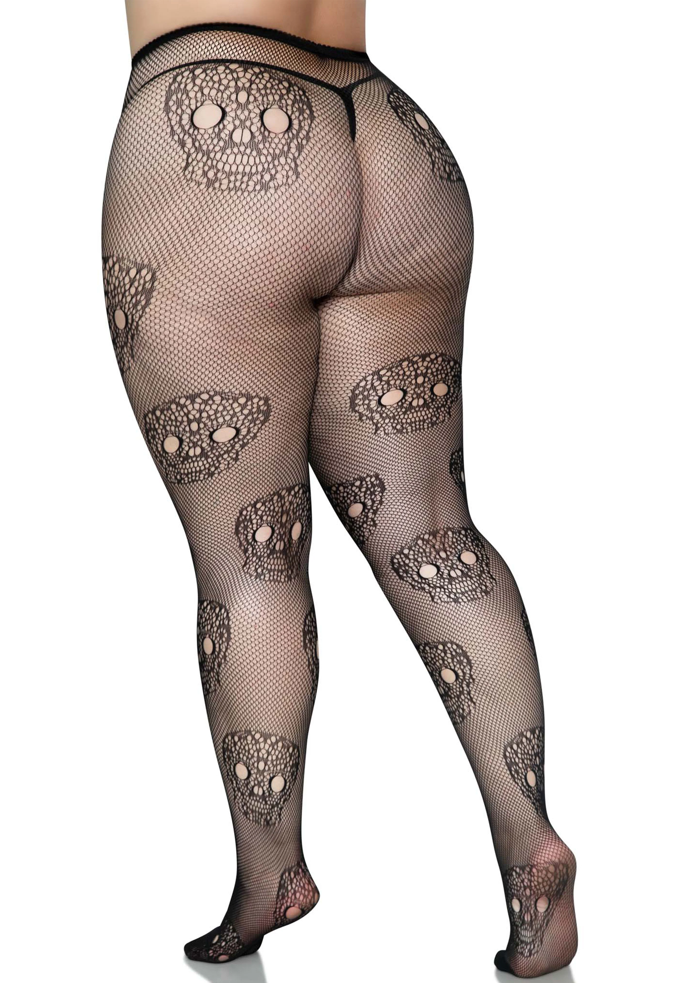 Plus Lace Skull Fishnet Pantyhose - Image 6