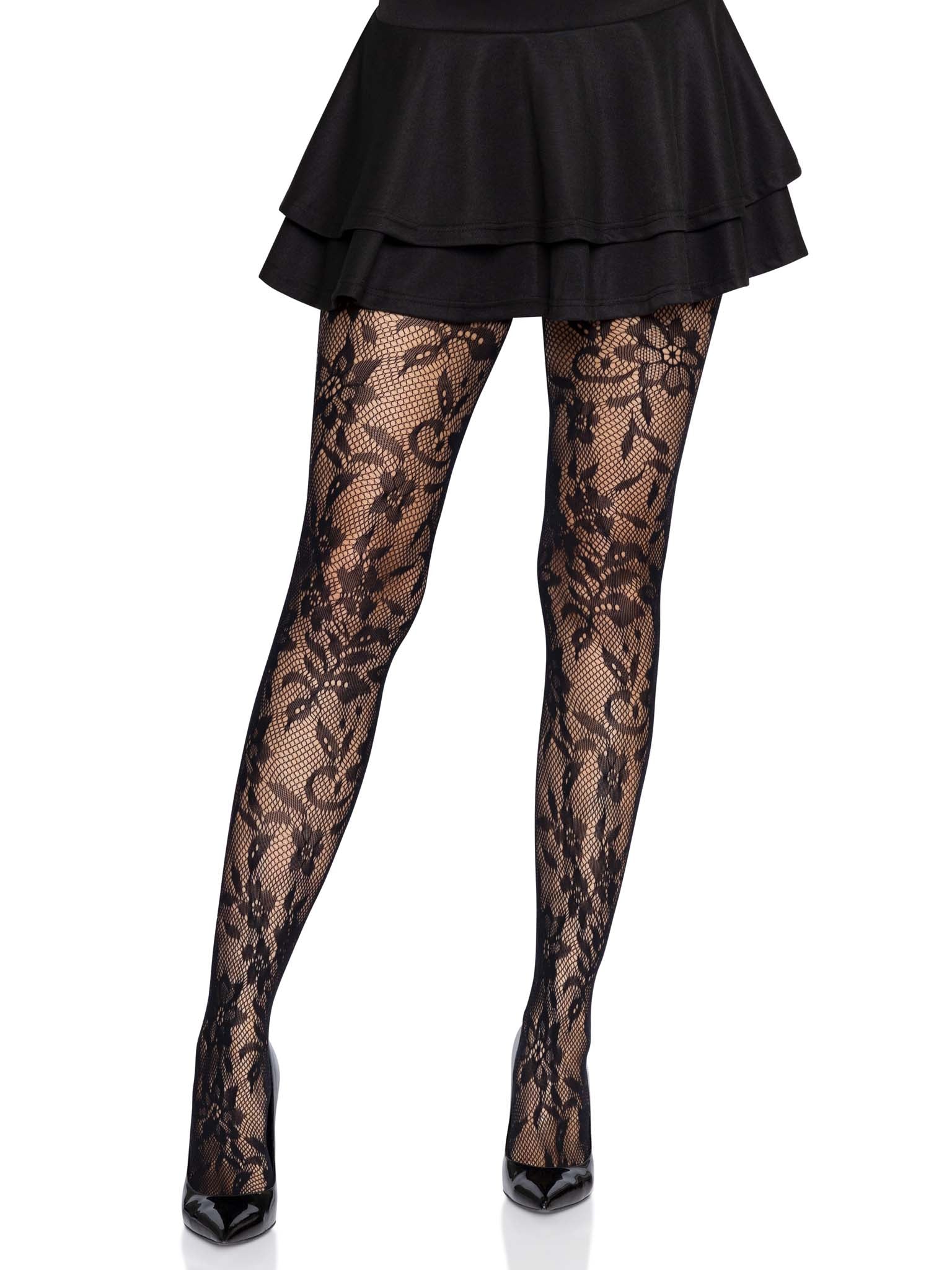 Seamless Floral Lace Pantyhose - Image 4