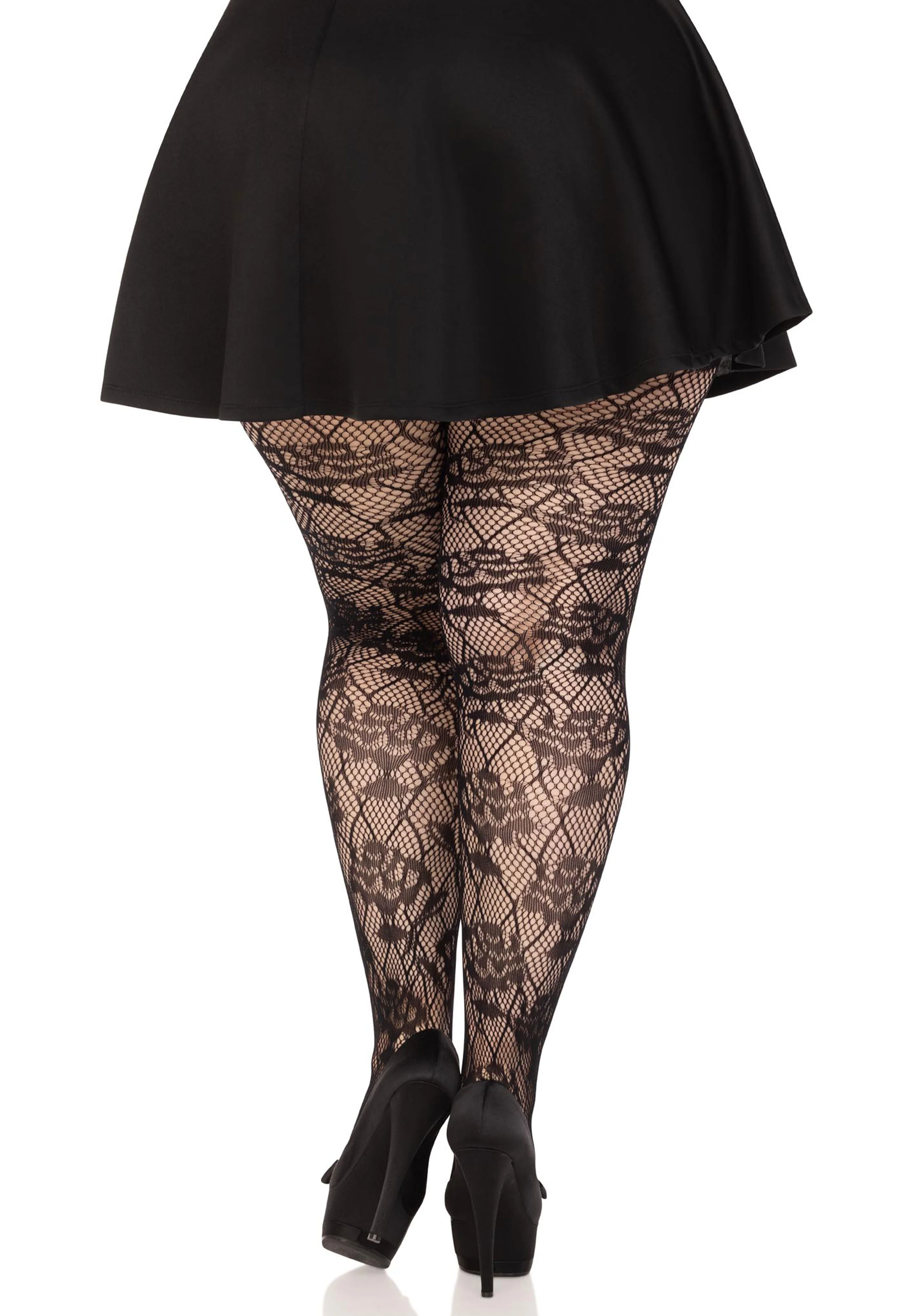Plus Wild Rose Net Pantyhose - Image 2