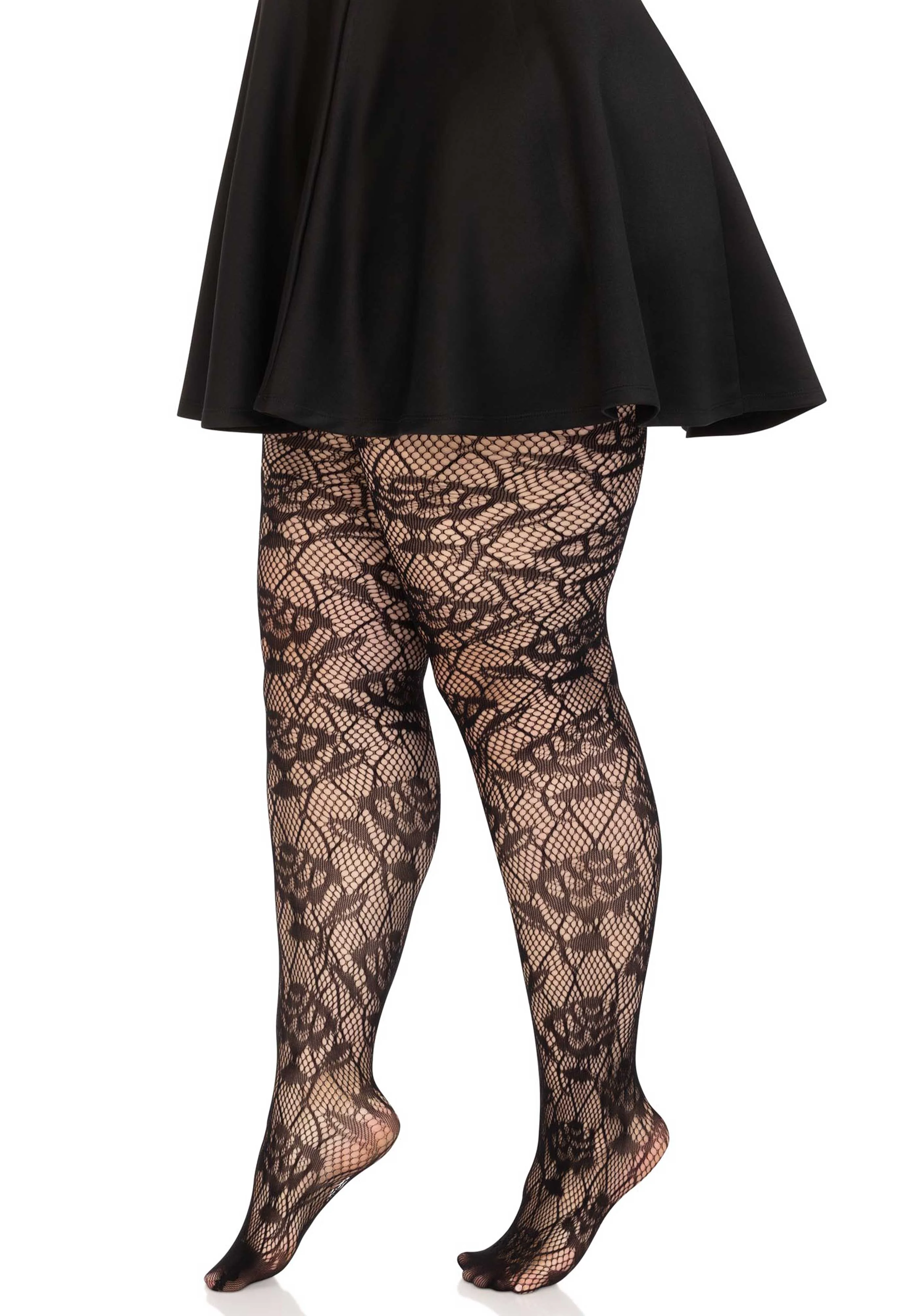 Plus Wild Rose Net Pantyhose - Image 4
