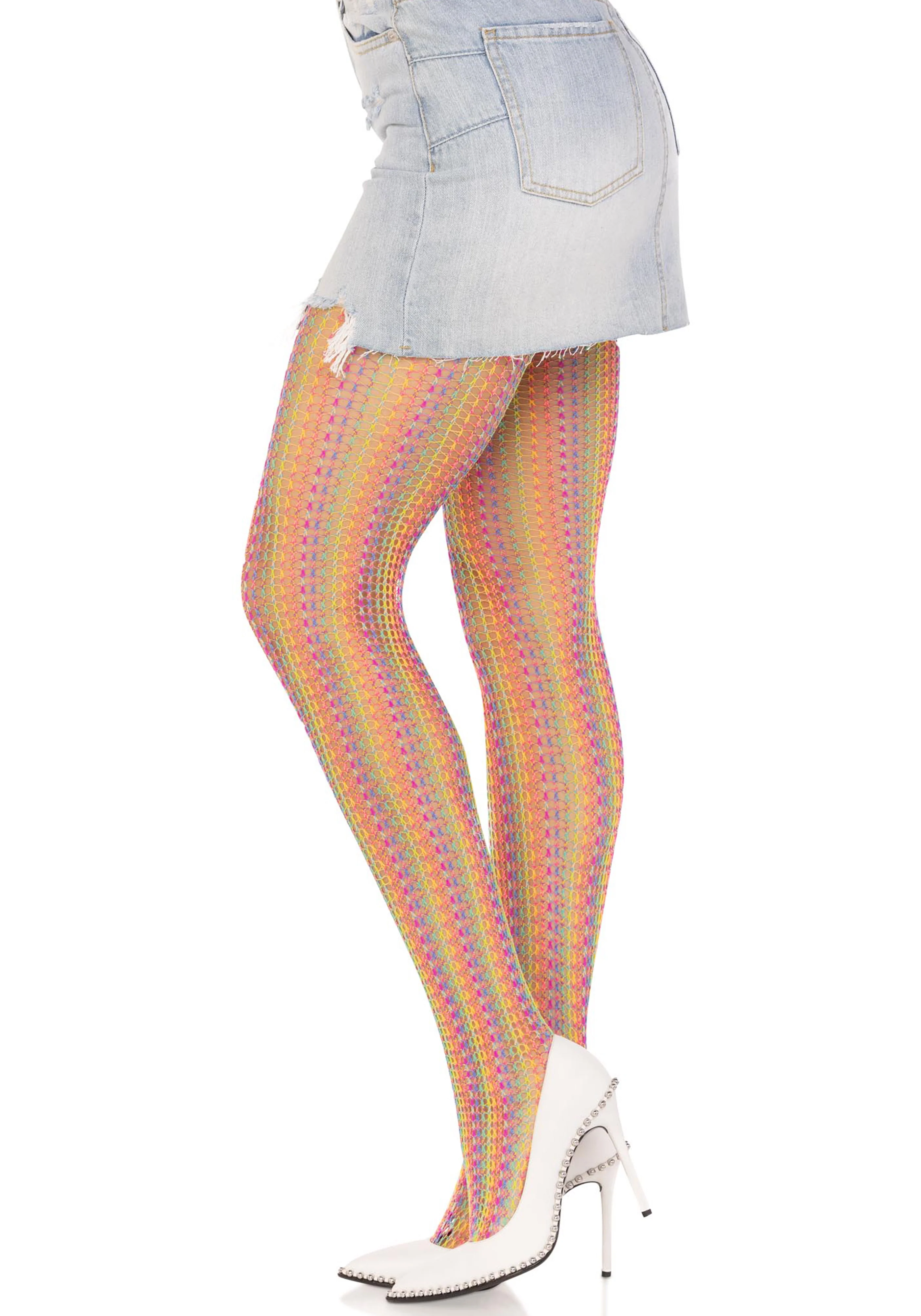 Rainbow Crochet Net Pantyhose - Image 5