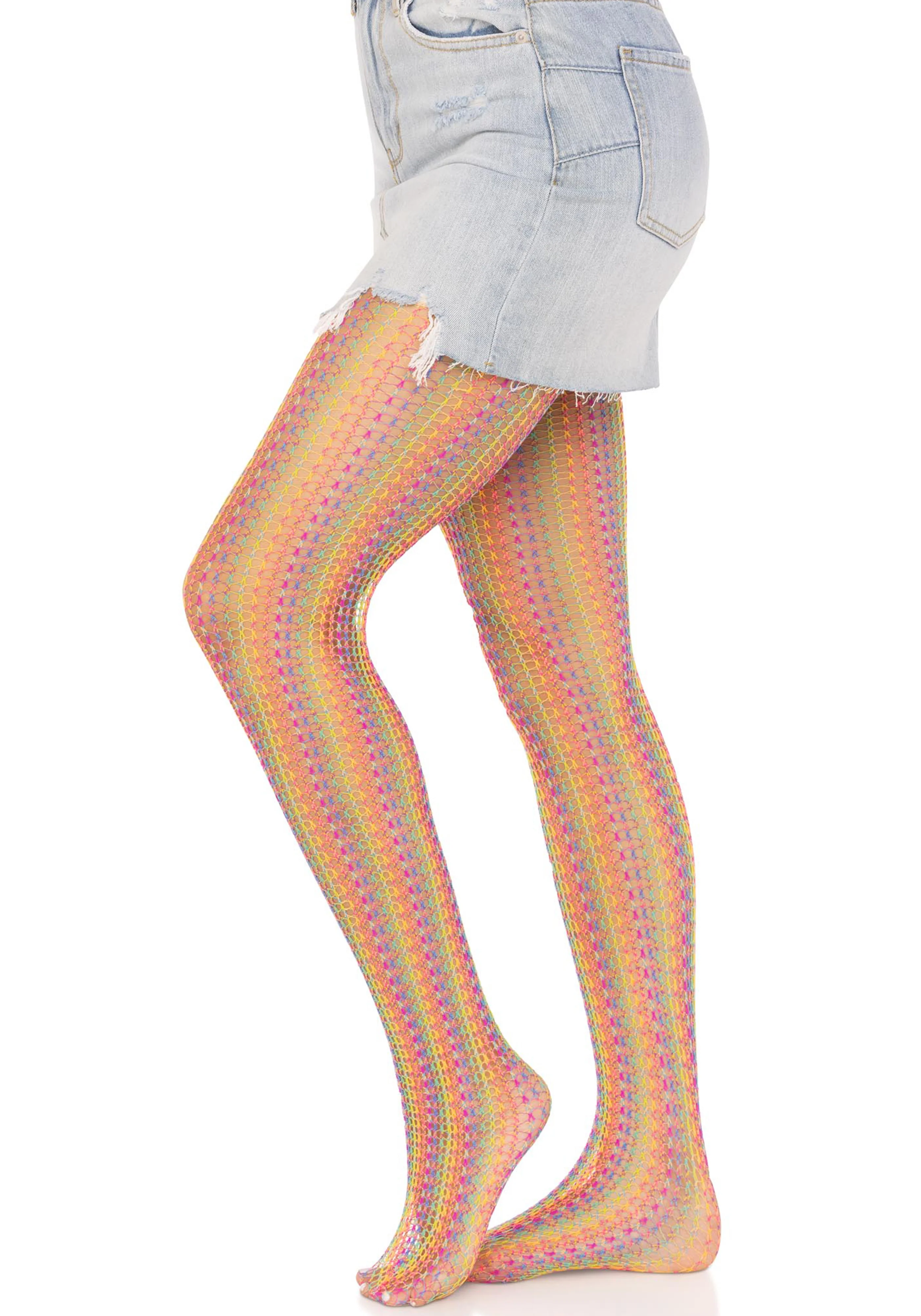 Rainbow Crochet Net Pantyhose - Image 6