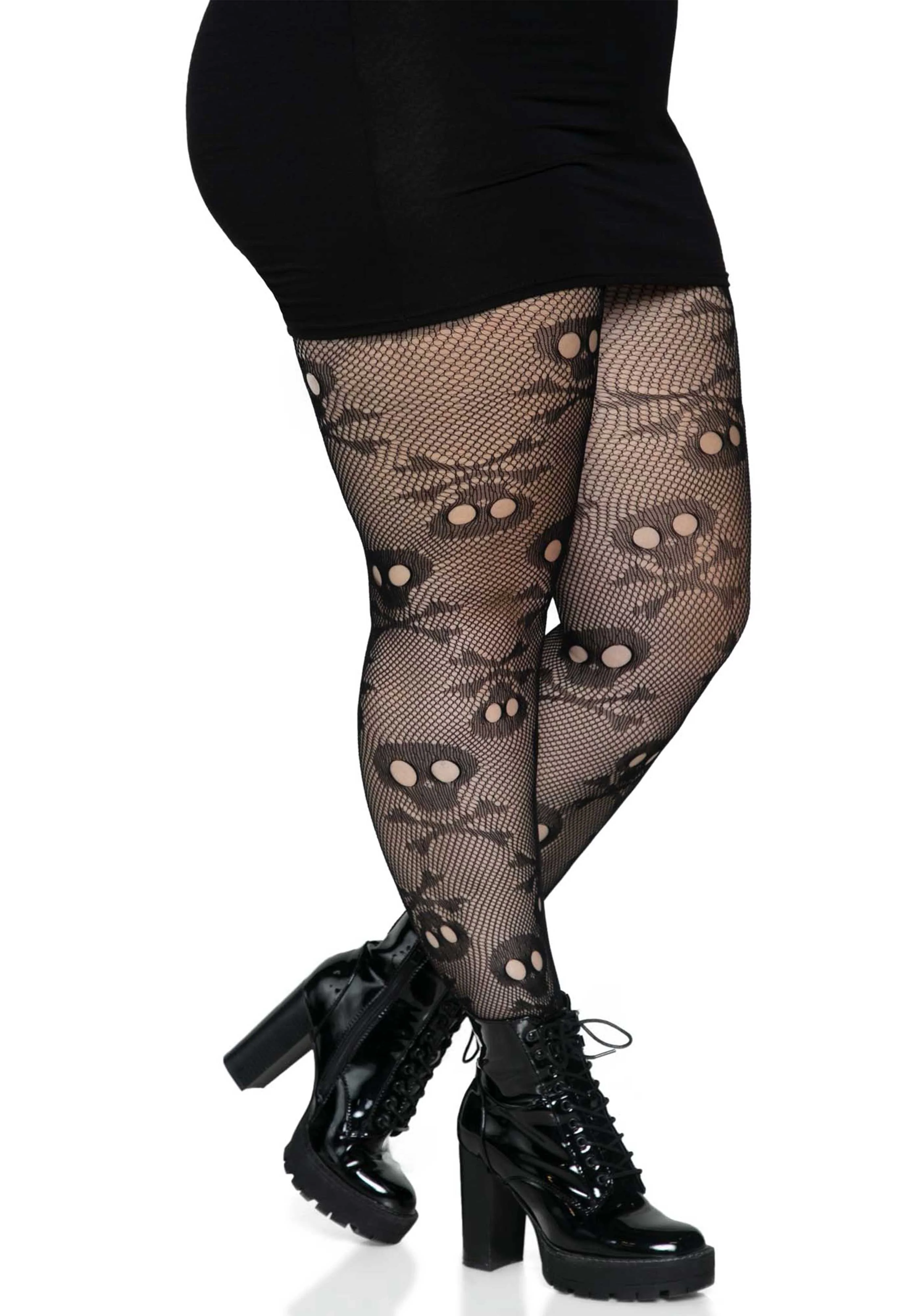 Plus Pirate Booty Skull Net Pantyhose - Image 3