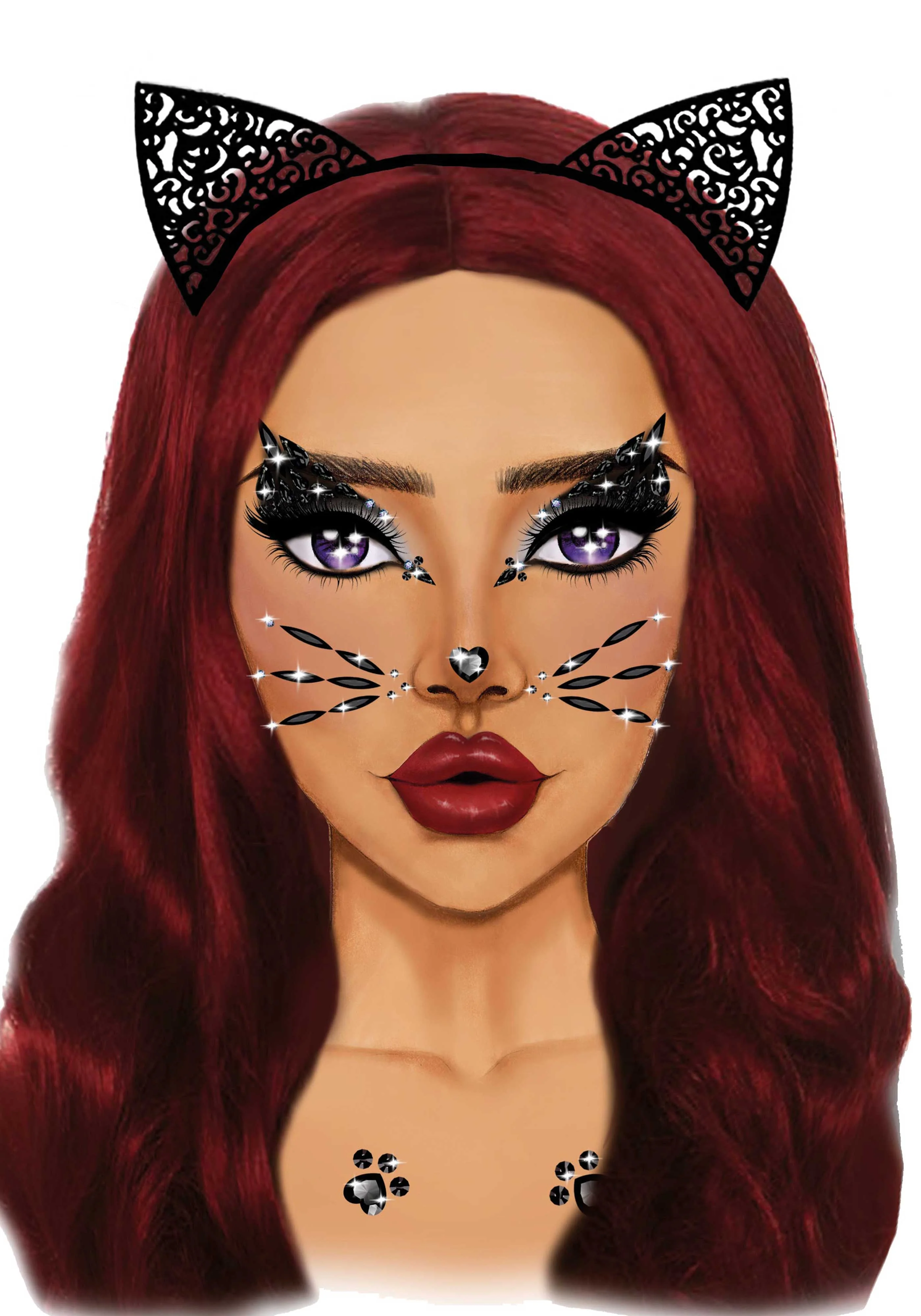 Animal Adhesive Face Jewels Sticker - Image 3