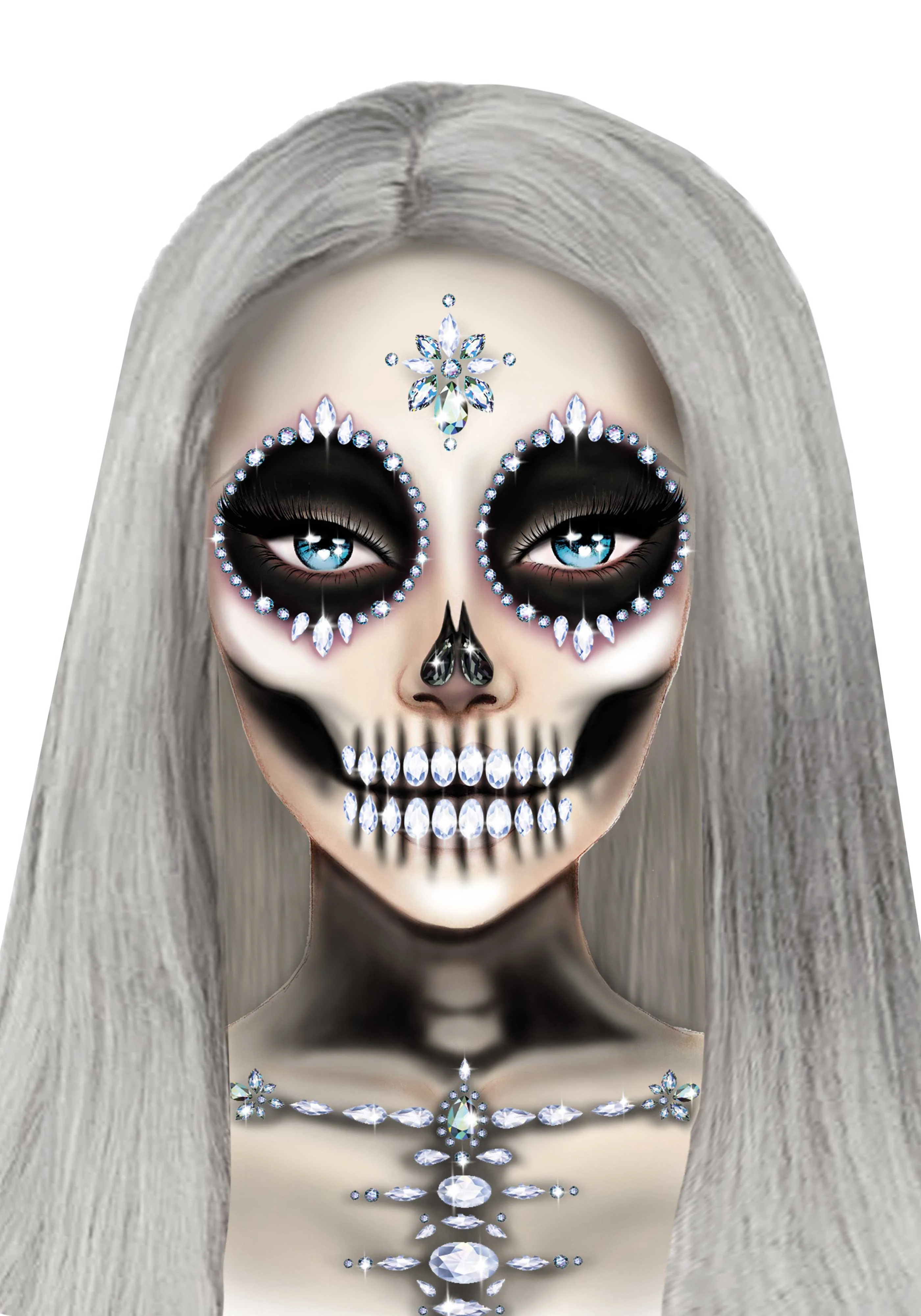 Skeleton Adhesive Face and Chest Jewel - Image 2