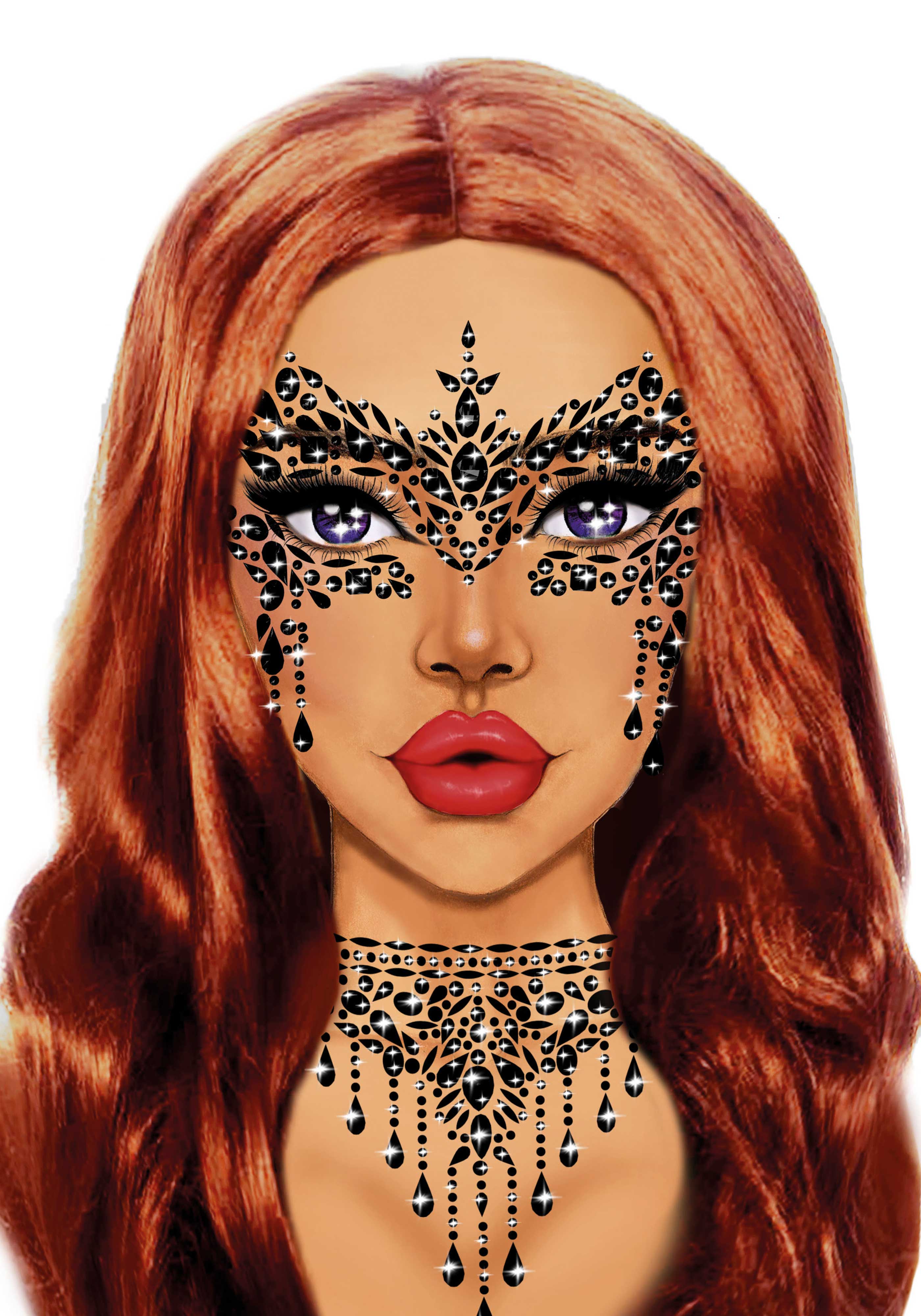 Masquerade Adhesive Face Jewels Sticker