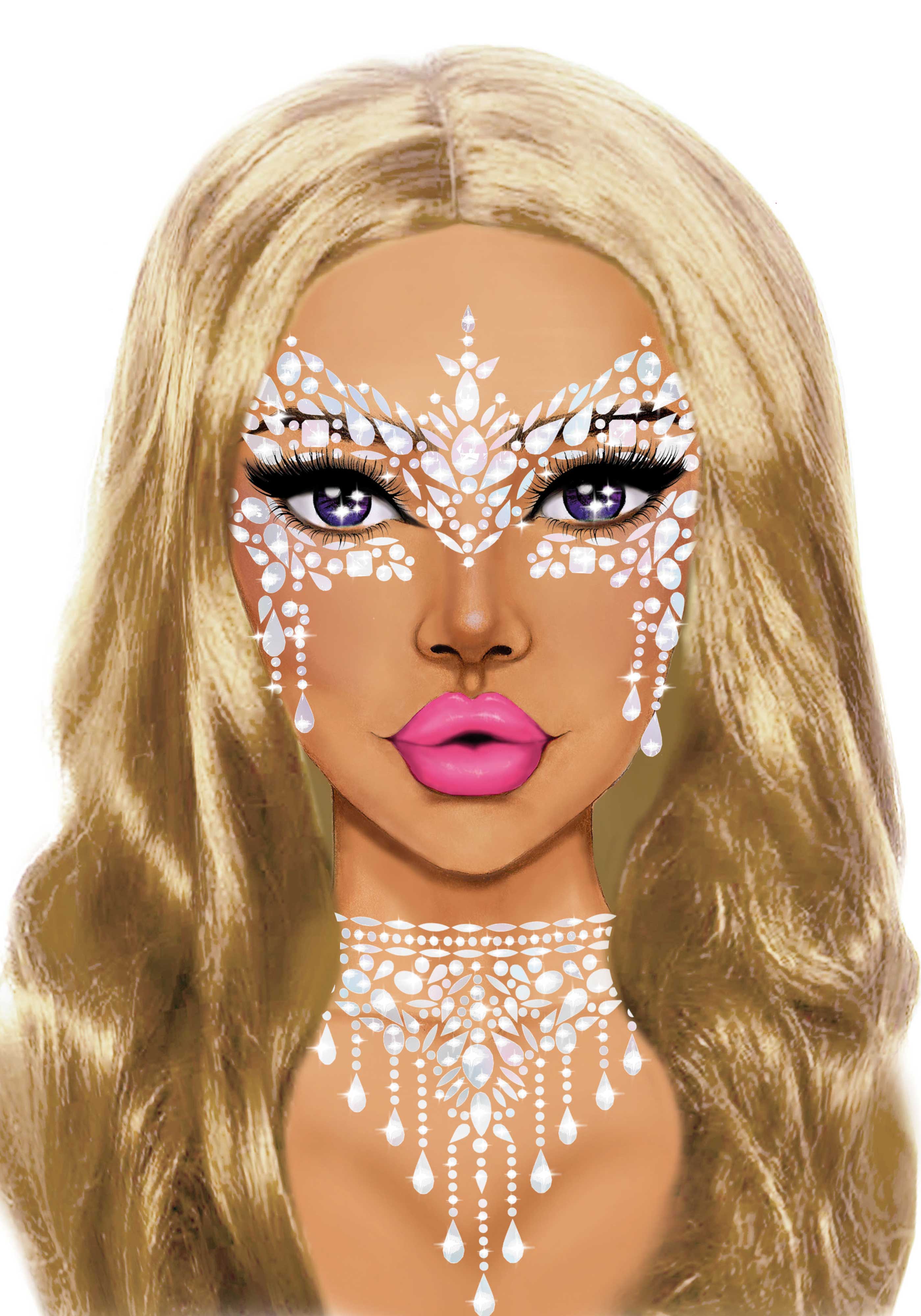 Masquerade Adhesive Face Jewels Sticker - Image 4