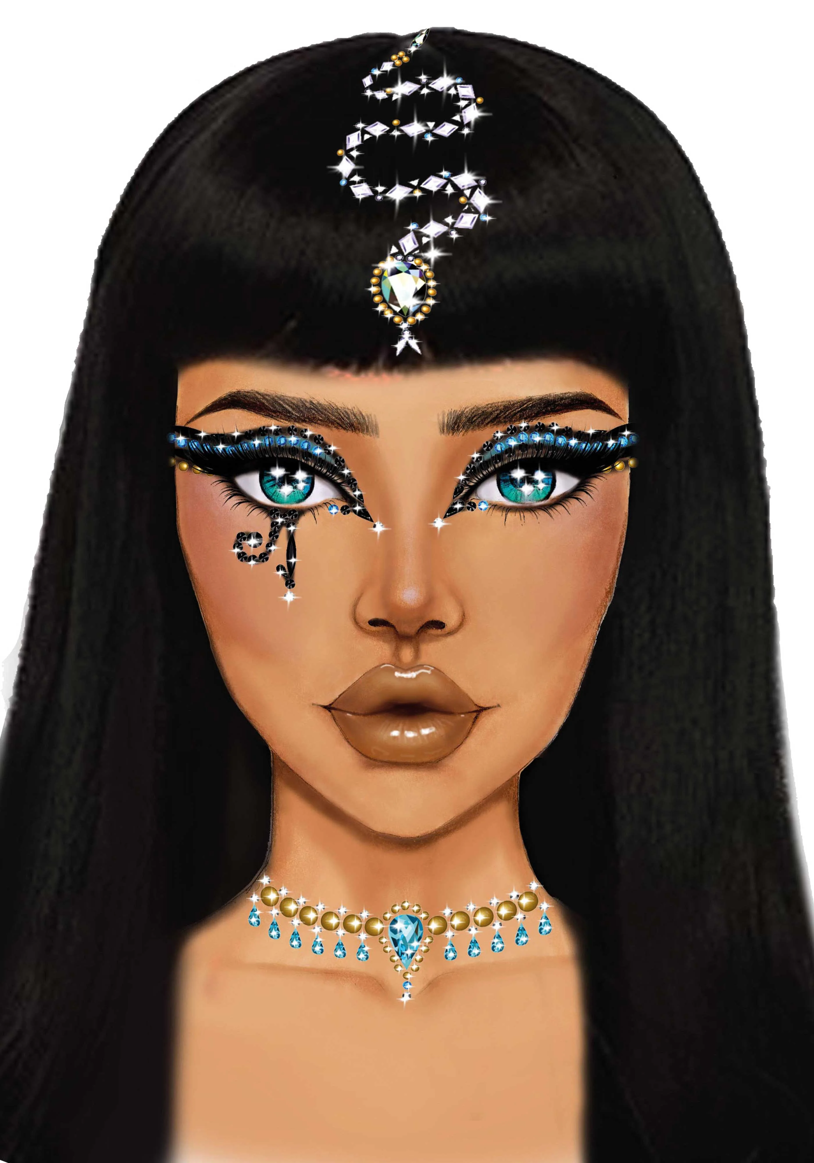 Cleopatra Adhesive Face Jewels Sticker - Image 3