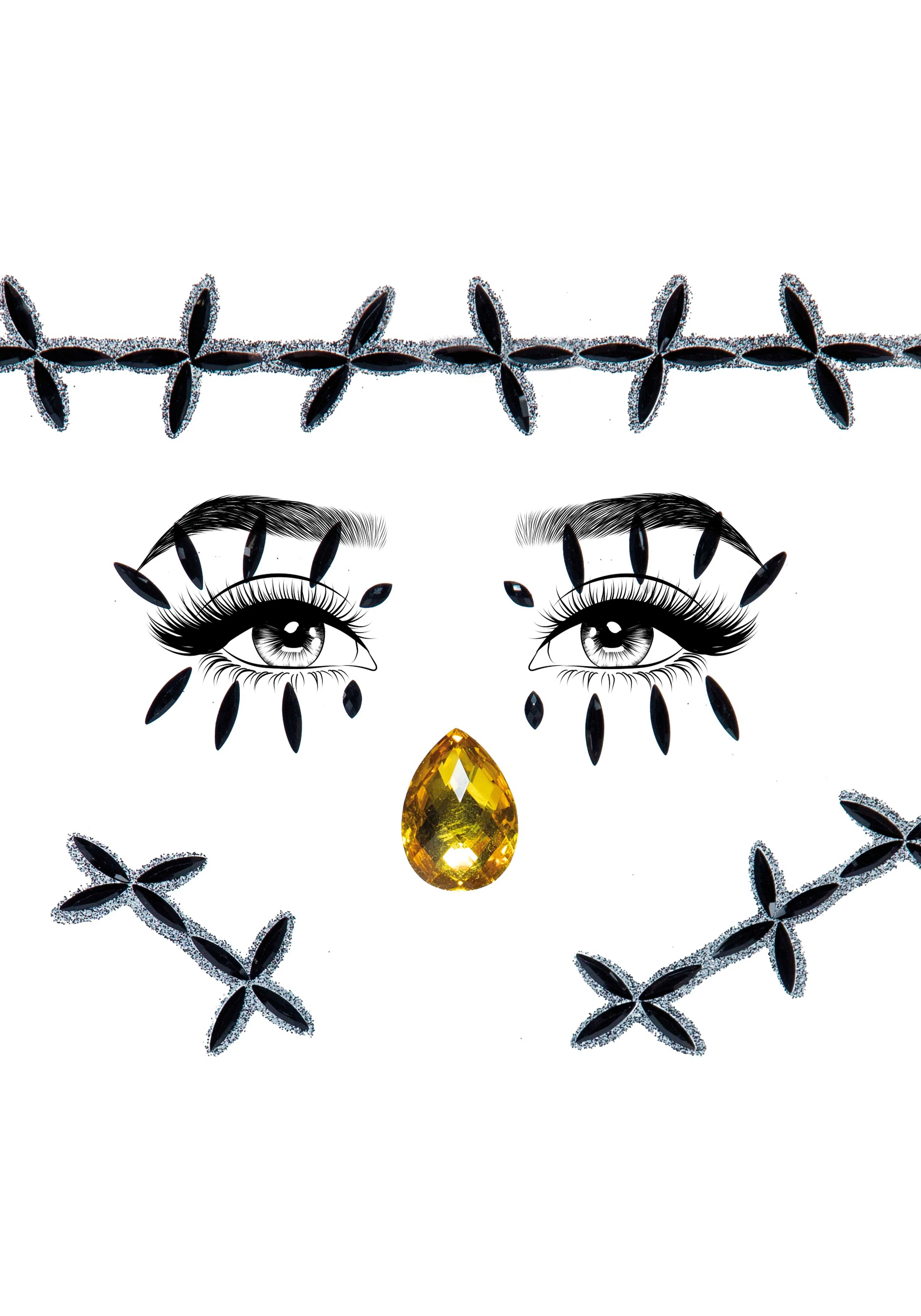Stitches Adhesive Face Jewels Sticker - Image 2