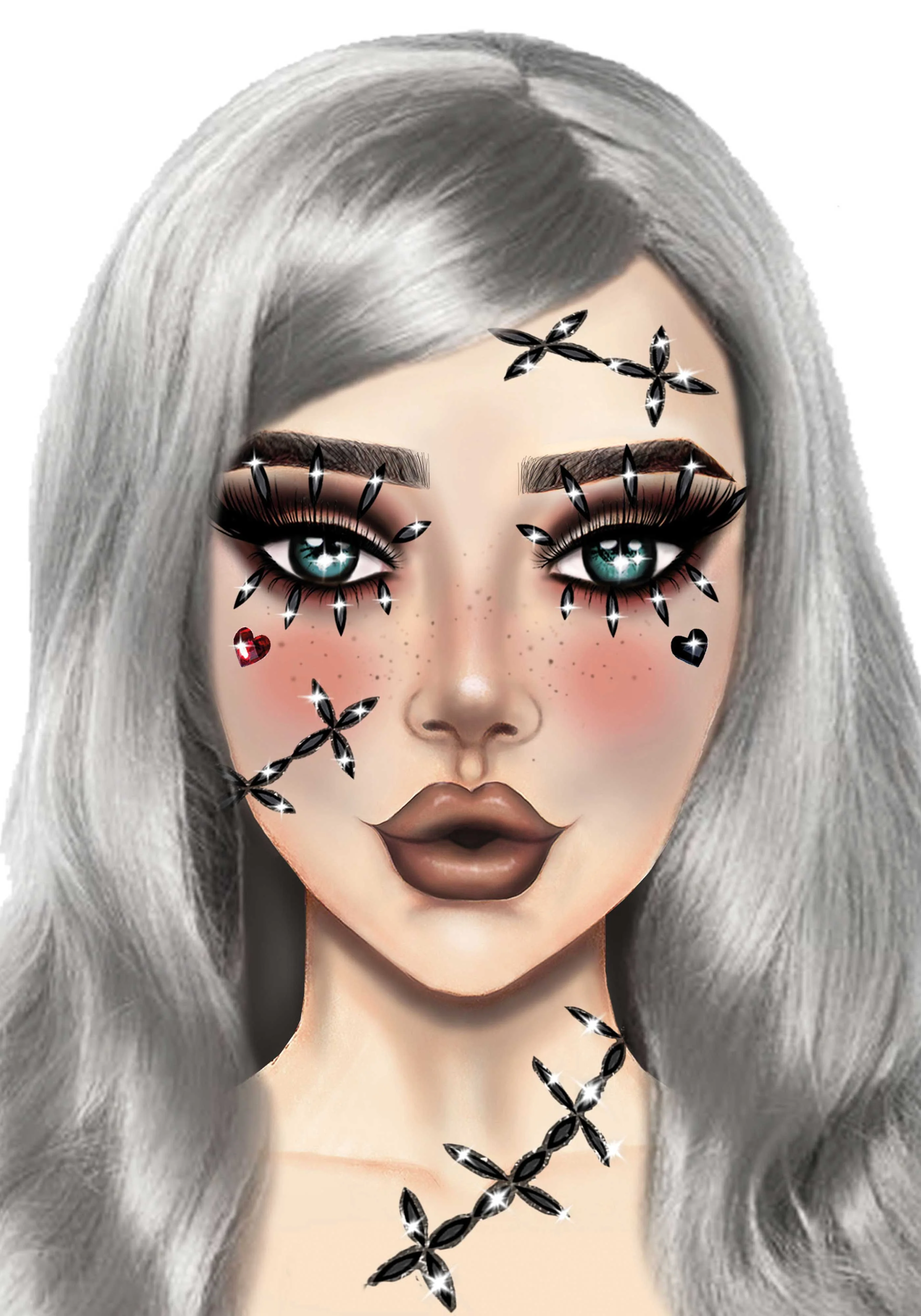 Stitches Adhesive Face Jewels Sticker - Image 5