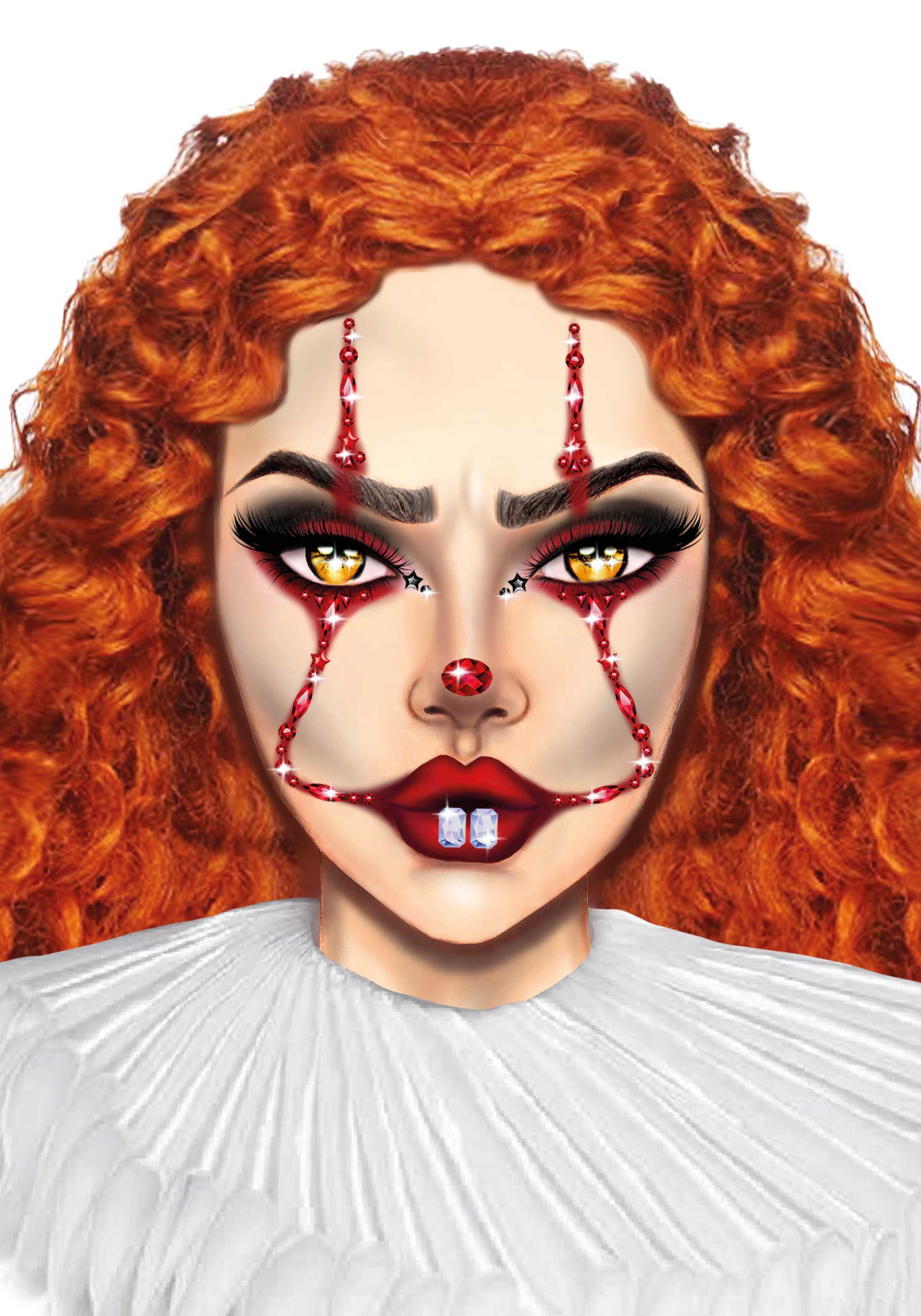 Clown Adhesive Face Jewels Sticker