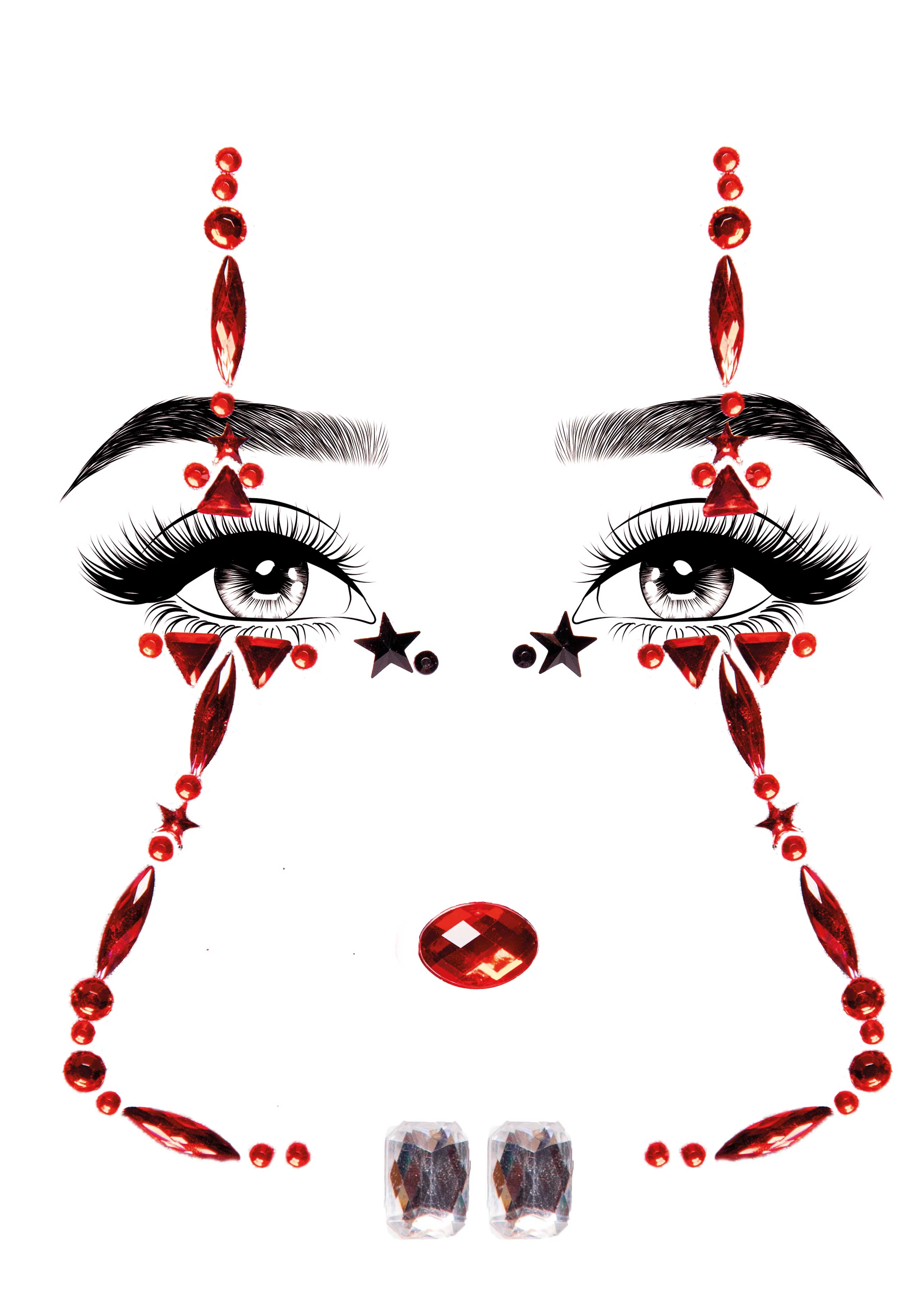 Clown Adhesive Face Jewels Sticker - Image 2