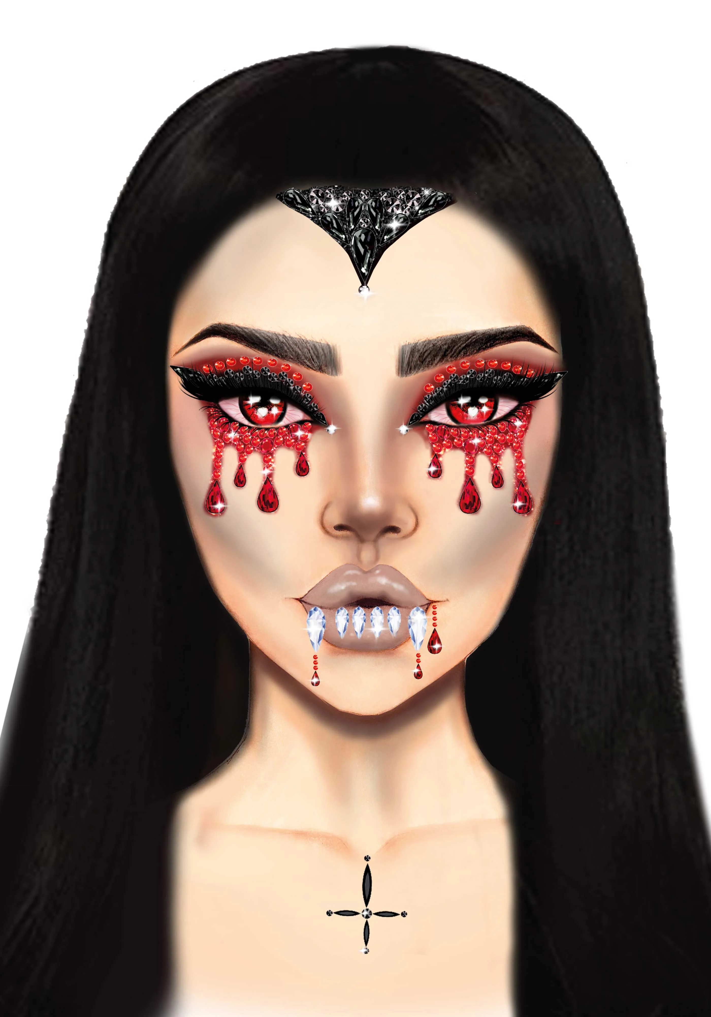 Vampire Adhesive Face Jewels Sticker