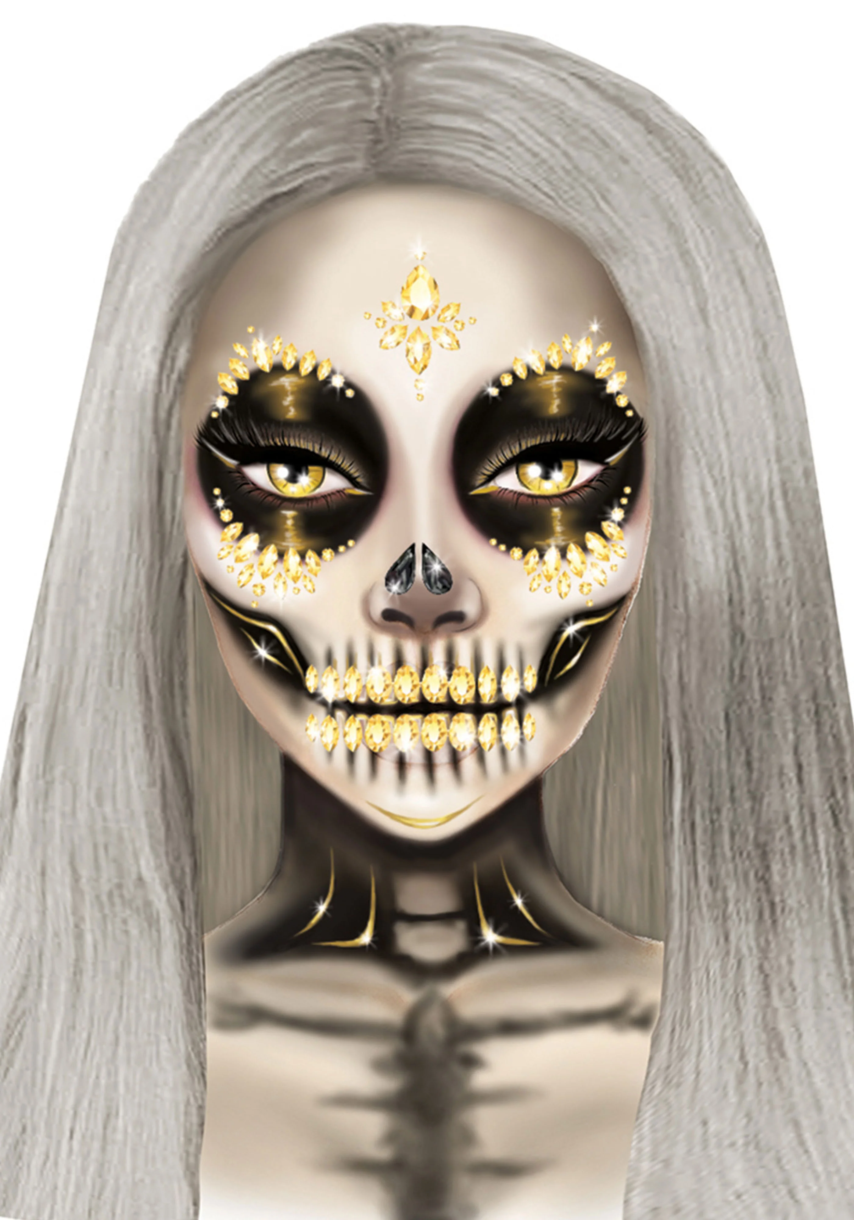 Sugar Skull Adhesive Face Jewels - Image 2