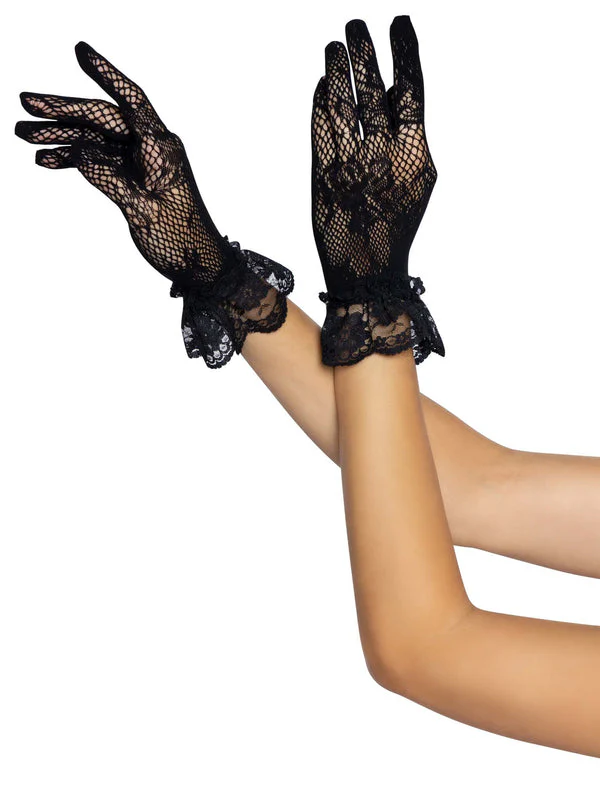 Floral Lace Wrist Length Gloves - Image 6