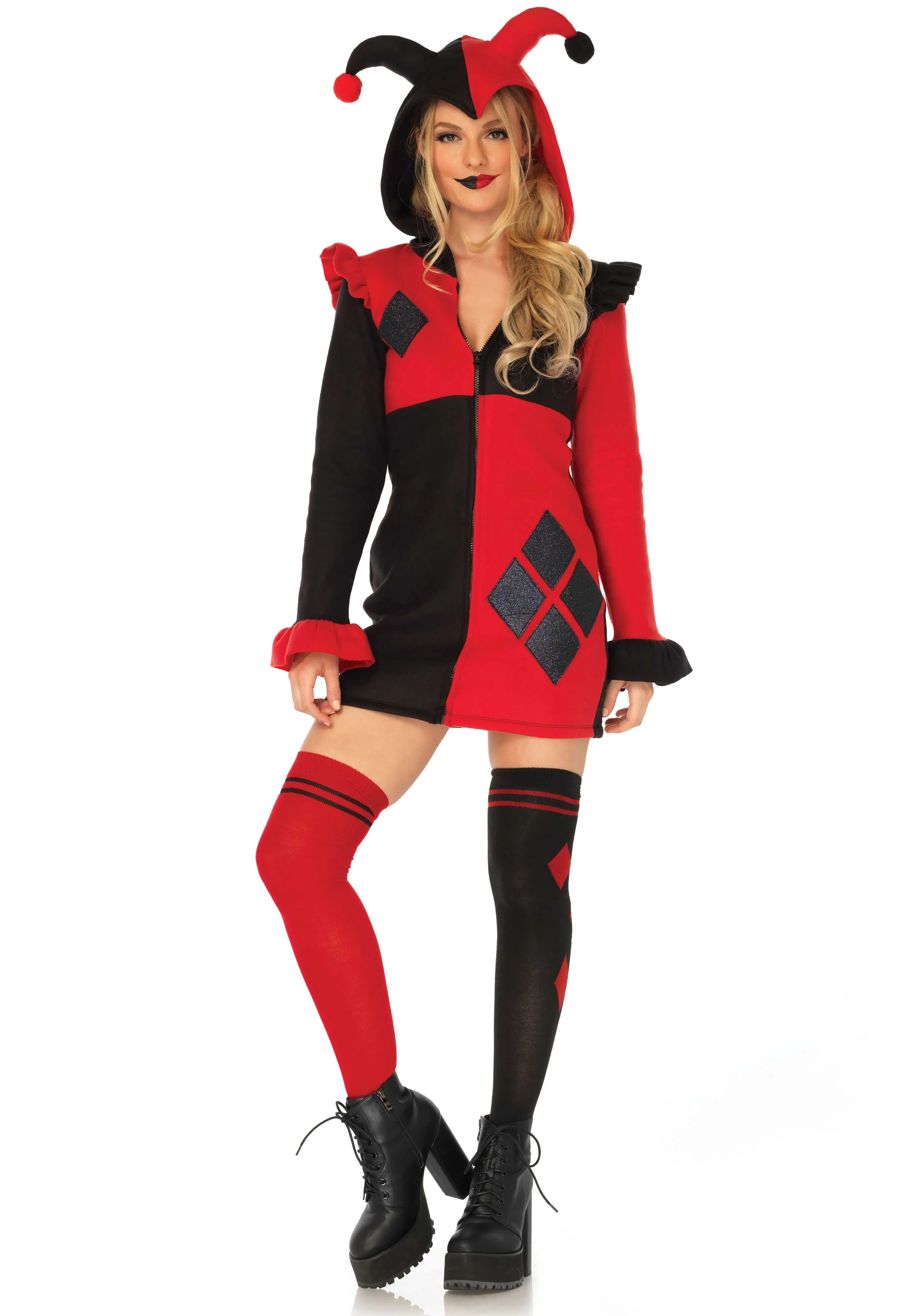 Harlequin Cozy Hooded Dress - Image 3